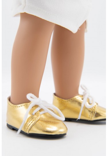 GOLD SHOES WITH WHITE LACES